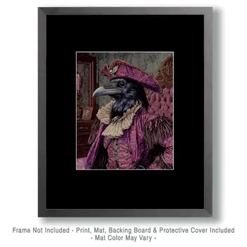 Pirate Raven on Lounge Chair - Bedroom Art Prints – 8″x10″ Artwork in 11″x14″ Mat