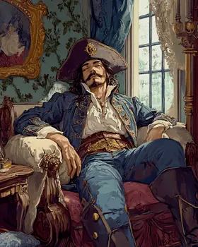 Pirate on Lounge Chair - Bedroom Art Prints – 8″x10″ Artwork in 11″x14″ Mat
