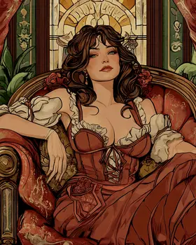 Saloon Girl #2 - Bedroom Art Prints – 8″x10″ Artwork in 11″x14″ Mat