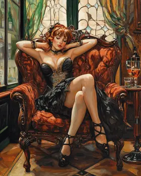 Saloon Girl #3 - Bedroom Art Prints – 8″x10″ Artwork in 11″x14″ Mat