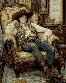 Cowboy #1 - Bedroom Art Prints – 8″x10″ Artwork in 11″x14″ Mat