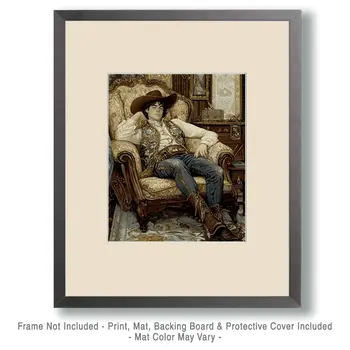 Cowboy #1 - Bedroom Art Prints – 8″x10″ Artwork in 11″x14″ Mat