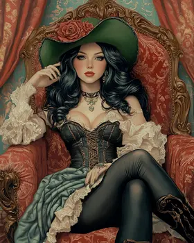 Saloon Girl #4 - Bedroom Art Prints – 8″x10″ Artwork in 11″x14″ Mat