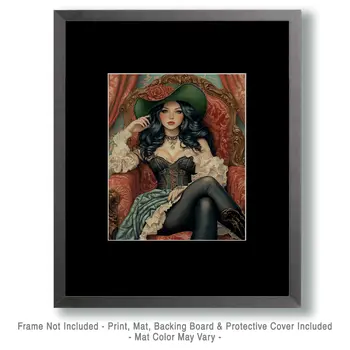 Saloon Girl #4 - Bedroom Art Prints – 8″x10″ Artwork in 11″x14″ Mat