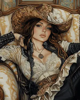 Saloon Girl #5 - Bedroom Art Prints – 8″x10″ Artwork in 11″x14″ Mat