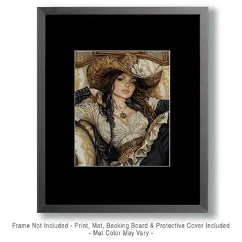Saloon Girl #5 - Bedroom Art Prints – 8″x10″ Artwork in 11″x14″ Mat