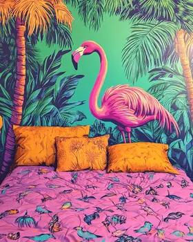 Pink Flamingo Wall - Bedroom Art Prints – 8″x10″ Artwork in 11″x14″ Mat