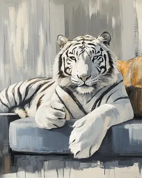 White Tiger - Bedroom Art Prints – 8″x10″ Artwork in 11″x14″ Mat