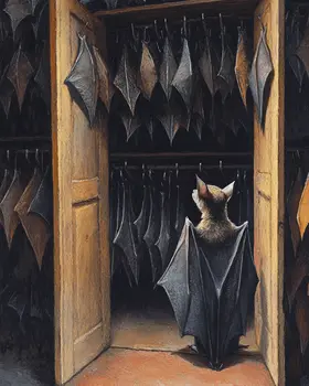 Bat Closet - Bedroom Art Prints – 8″x10″ Artwork in 11″x14″ Mat