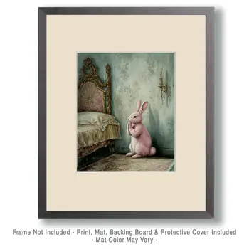 Rabbit Praying - Bedroom Art Prints – 8″x10″ Artwork in 11″x14″ Mat