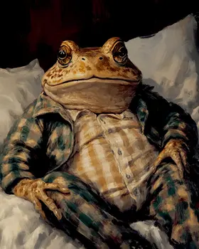 Toad in Bed - Bedroom Art Prints – 8″x10″ Artwork in 11″x14″ Mat