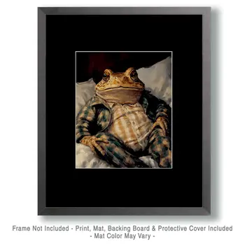 Toad in Bed - Bedroom Art Prints – 8″x10″ Artwork in 11″x14″ Mat