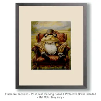 A Toad in a Lounge Chair - Bedroom Art Prints – 8″x10″ Artwork in 11″x14″ Mat