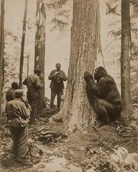 Hiding - Bigfoot and Sasquatch Wall Art Prints – 8″x10″ Artwork in 11″x14″ Mat