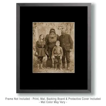 Family Portrait - Bigfoot and Sasquatch Wall Art Prints – 8″x10″ Artwork in 11″x14″ Mat