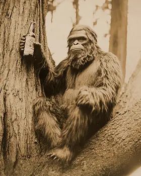 Relaxing with a Beer - Bigfoot and Sasquatch Wall Art Prints – 8″x10″ Artwork in 11″x14″ Mat
