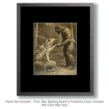 Pet Wolf - Bigfoot and Sasquatch Wall Art Prints – 8″x10″ Artwork in 11″x14″ Mat