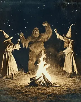 Bigfoot Dancing with Witches - Art Prints – 8″x10″ Artwork in 11″x14″ Mat