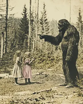 Bigfoot Giving Directions - Art Prints – 8″x10″ Artwork in 11″x14″ Mat