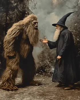 The Argument with the Wizard - Bigfoot Art Prints – 8″x10″ Artwork in 11″x14″ Mat