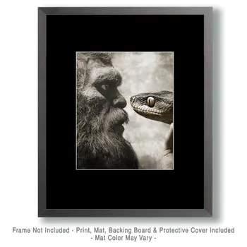Eye to Eye with a Snake - Bigfoot Art Prints – 8″x10″ Artwork in 11″x14″ Mat