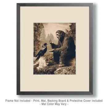Then, the hawk said... - Bigfoot Art Prints – 8″x10″ Artwork in 11″x14″ Mat