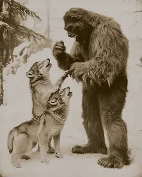 Who wants to go for a walk? - Bigfoot Art Prints – 8″x10″ Artwork in 11″x14″ Mat
