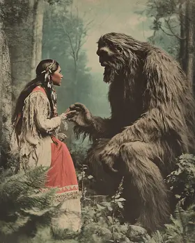 Early Encounters - Bigfoot Art Prints – 8″x10″ Artwork in 11″x14″ Mat