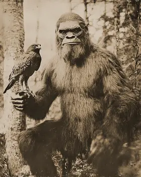 Deep Wood Falconer - Bigfoot Art Prints – 8″x10″ Artwork in 11″x14″ Mat
