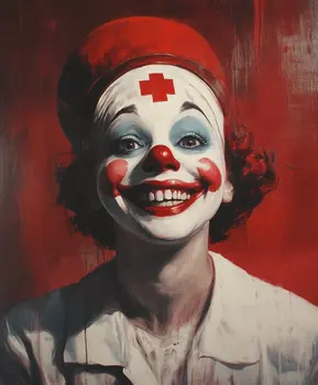 Emily the Nurse Clown - Clown Low Brow Wall Art Prints - 8"x10" Art Print for 11"x14" Frame