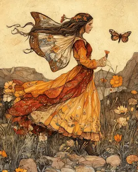 Gentle Fairy Spirit - Southwestern Fairies Wall Art Prints – 8″x10″ Artwork for 11″x14″ Frame