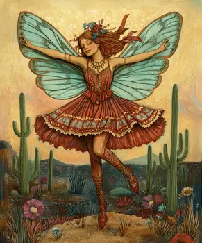 Southwest Fairy Dance - Southwestern Fairies Wall Art Prints – 8″x10″ Artwork for 11″x14″ Frame