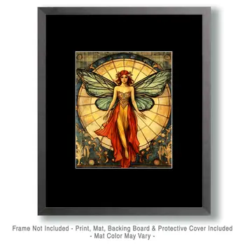 Fairy Nouveau - Fairies Wall Art Prints – 8″x10″ Artwork for 11″x14″ Frame