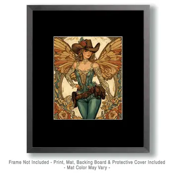 Southwest Cowgirl Fairy - Southwestern Fairies Wall Art Prints – 8″x10″ Artwork for 11″x14″ Frame