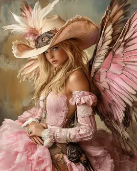 Pink Cowgirl Fairy - Southwestern Fairies Wall Art Prints – 8″x10″ Artwork for 11″x14″ Frame