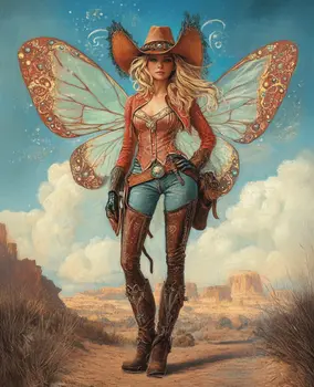 Cowgirl Fairy - Southwestern Fairies Wall Art Prints – 8″x10″ Artwork for 11″x14″ Frame