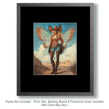 Cowgirl Fairy - Southwestern Fairies Wall Art Prints – 8″x10″ Artwork for 11″x14″ Frame