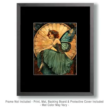 Nouveau Dreaming Fairy - Fairies Wall Art Prints – 8″x10″ Artwork for 11″x14″ Frame