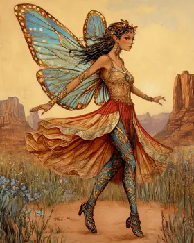 Tip Toe Fairy - Southwestern Fairies Wall Art Prints – 8″x10″ Artwork for 11″x14″ Frame