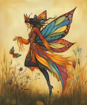 Butterfly Spirit Fairy - Fairies Wall Art Prints – 8″x10″ Artwork for 11″x14″ Frame