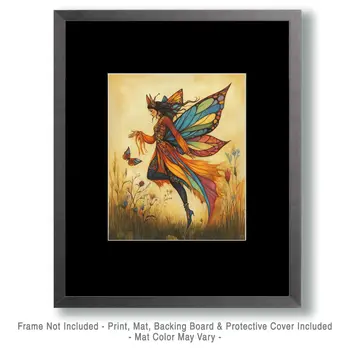 Butterfly Spirit Fairy - Fairies Wall Art Prints – 8″x10″ Artwork for 11″x14″ Frame
