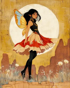 Southwest Mesa Fairy - Southwestern Fairies Wall Art Prints – 8″x10″ Artwork for 11″x14″ Frame
