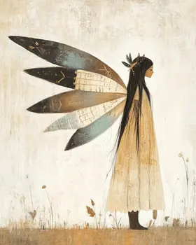 Feather Fairy - Southwest Fairies Wall Art Prints – 8″x10″ Artwork for 11″x14″ Frame