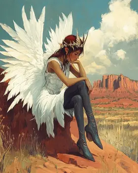White Mesa Fairy - Southwest Fairies Wall Art Prints – 8″x10″ Artwork for 11″x14″ Frame