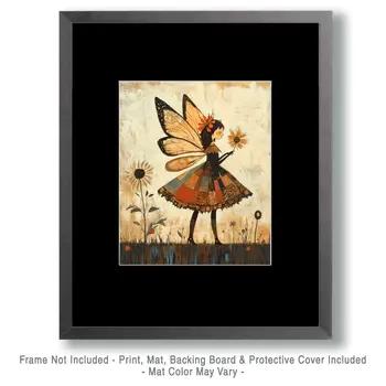 Fairy Holding a Flower - Southwest Fairies Wall Art Prints – 8″x10″ Artwork for 11″x14″ Frame