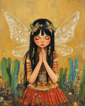 Praying Fairy - Southwest Fairies Wall Art Prints – 8″x10″ Artwork for 11″x14″ Frame