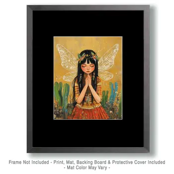 Praying Fairy - Southwest Fairies Wall Art Prints – 8″x10″ Artwork for 11″x14″ Frame