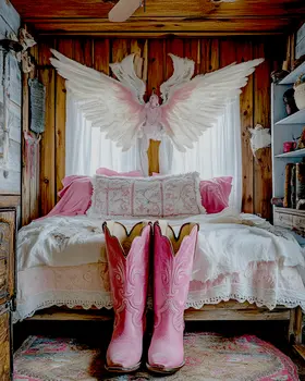 Pink Fairy Cowgirl Bedroom - Southwest Fairies Wall Art Prints – 8″x10″ Artwork for 11″x14″ Frame