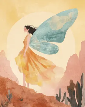 Watercolor Desert Fairy - Southwest Fairies Wall Art Prints – 8″x10″ Artwork for 11″x14″ Frame