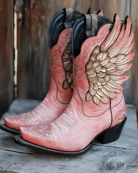 Pink Fairy Cowgirl Boots - Southwest Fairies Wall Art Prints – 8″x10″ Artwork for 11″x14″ Frame